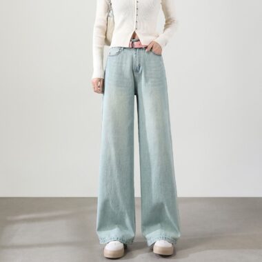 Autumn high waist comfortable loose wide leg women jeans