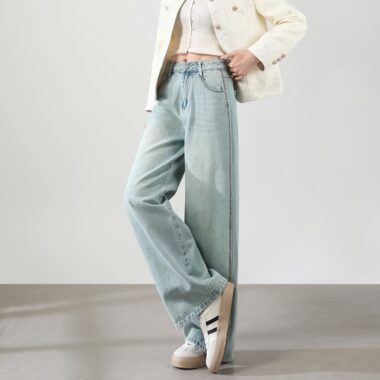 Autumn high waist comfortable loose wide leg women jeans