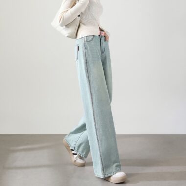 Autumn high waist comfortable loose wide leg women jeans