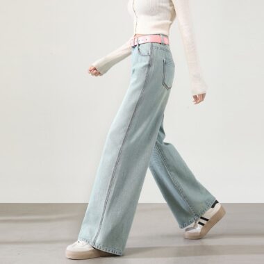 Autumn high waist comfortable loose wide leg women jeans
