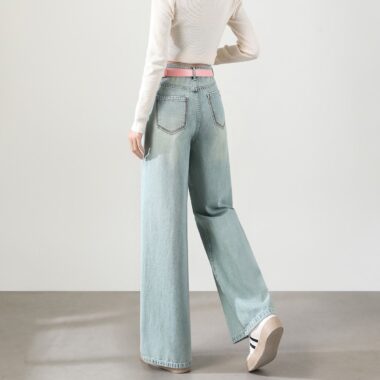 Autumn high waist comfortable loose wide leg women jeans