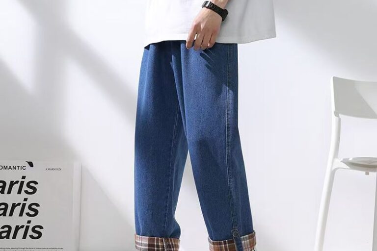 Loose straight cropped casual spring autumn men jeans