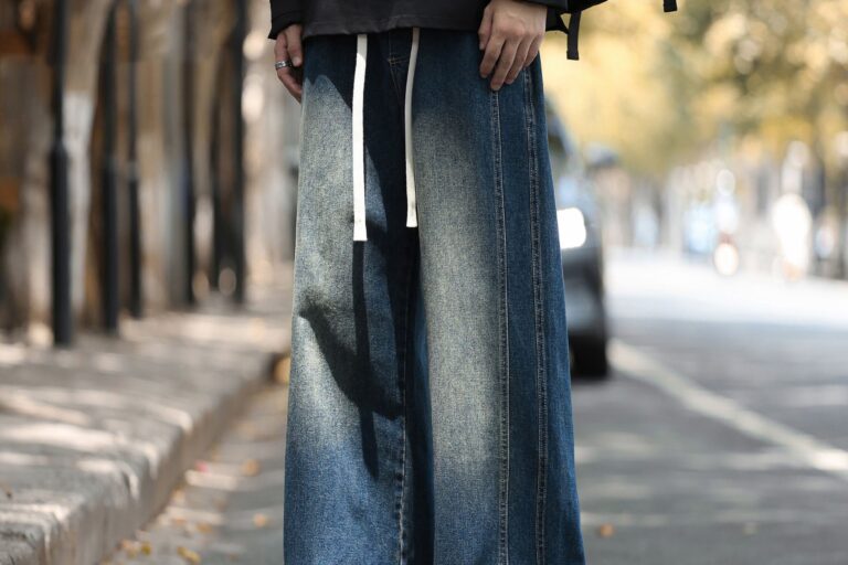 Autumn winter elastic waist loose straight American men jeans