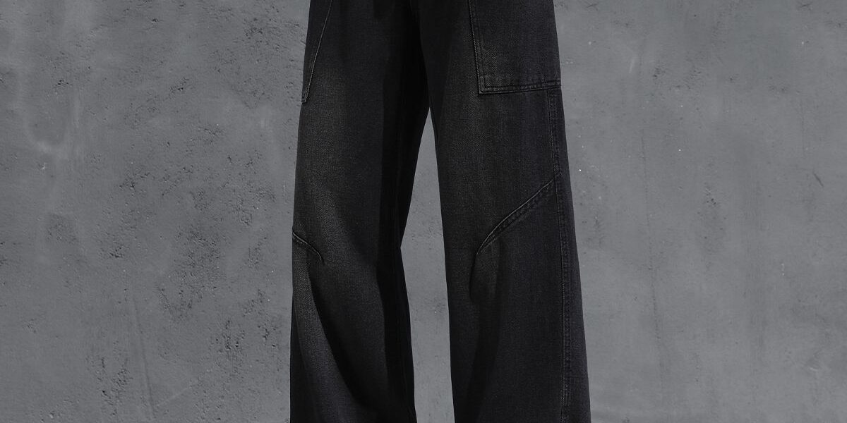 Vintage winter fleece lined loose casual men jeans