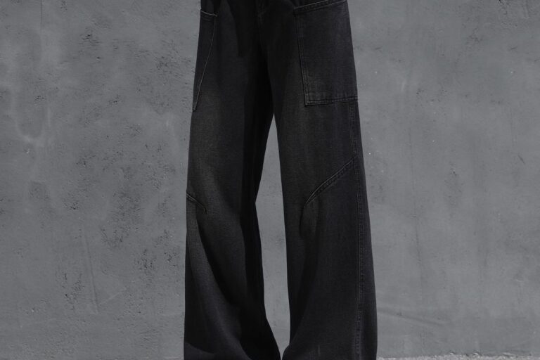 Vintage winter fleece lined loose casual men jeans