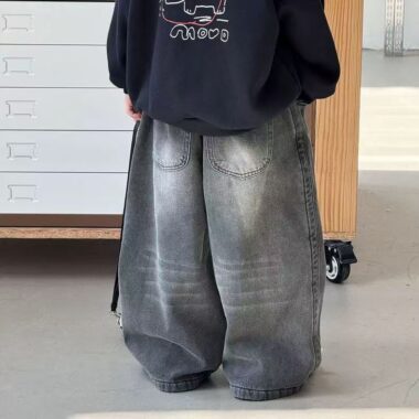 American style winter fleece lined straight boys children jeans