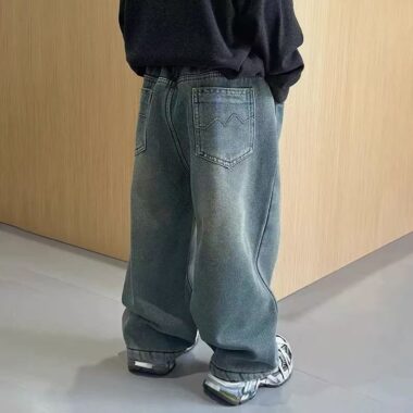 Korean style winter fleece lined straight boys children jeans