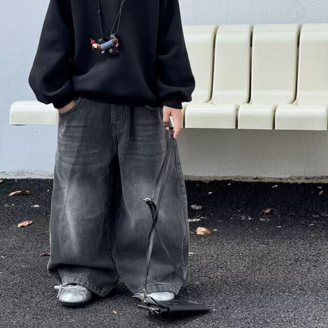 American style winter fleece lined straight boys children jeans