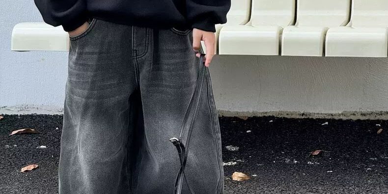 American style winter fleece lined straight boys children jeans