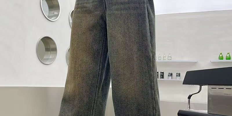 Winter fleece lined loose wide leg boys children jeans