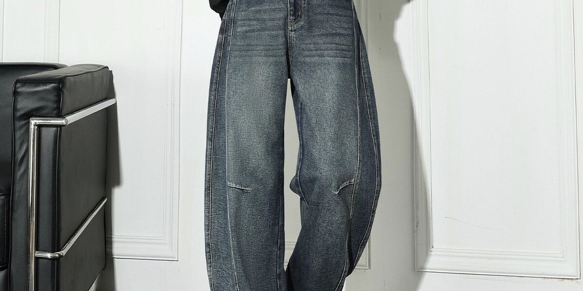 American vintage fleece lined high waist wide leg women jeans