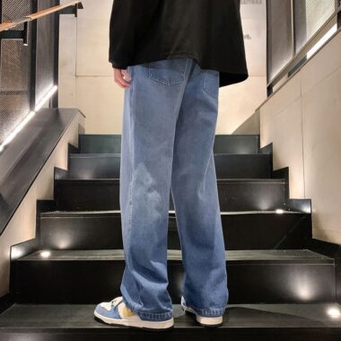 Gradient American vintage loose straight men jeans