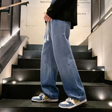 Gradient American vintage loose straight men jeans