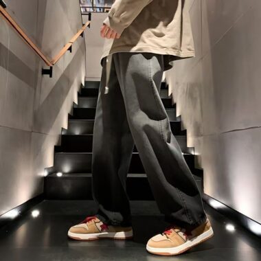 Gradient American vintage loose straight men jeans