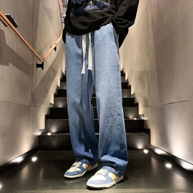 Gradient American vintage loose straight men jeans