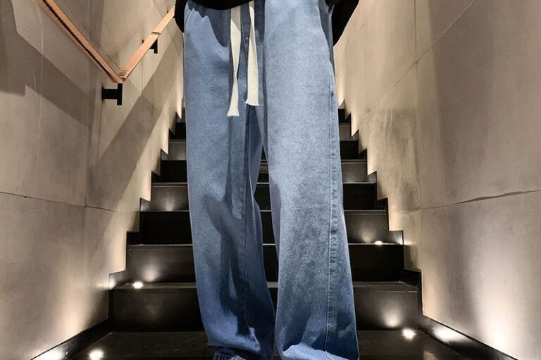 Gradient American vintage loose straight men jeans