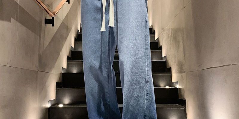 Gradient American vintage loose straight men jeans