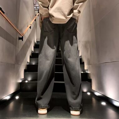 Gradient American vintage loose straight men jeans