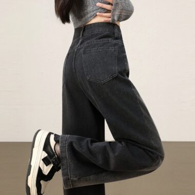 Gradient high waist loose wide leg women jeans