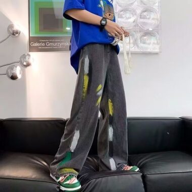 American graffiti loose wide leg straight men jeans