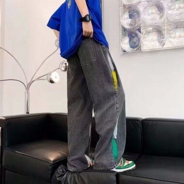 American graffiti loose wide leg straight men jeans