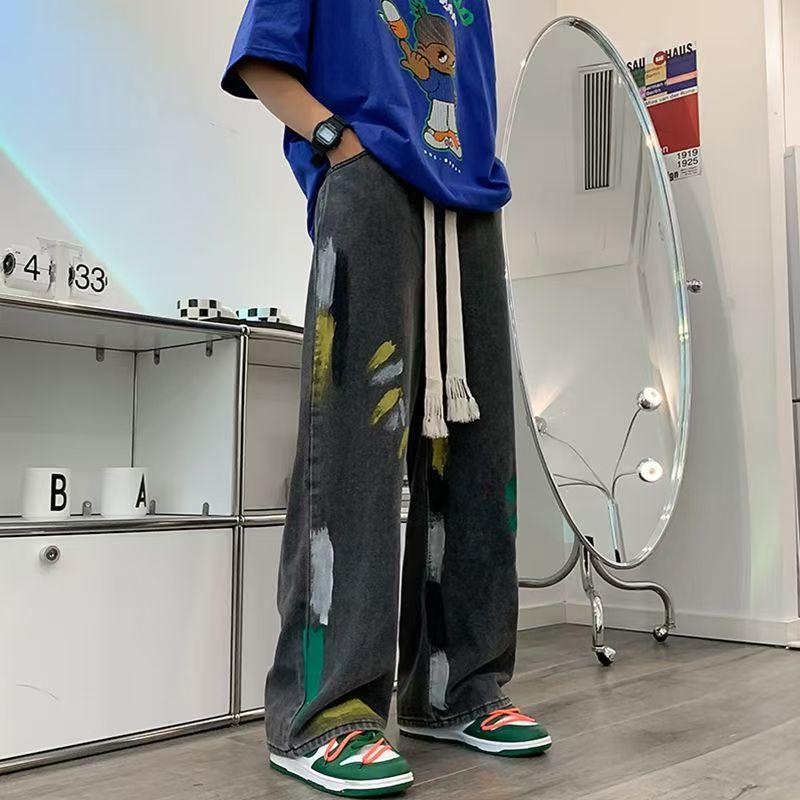 American graffiti loose wide leg straight men jeans