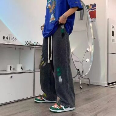 American graffiti loose wide leg straight men jeans