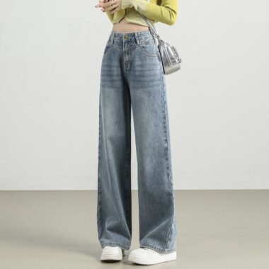 Vintage wide leg high waist slimming women jeans