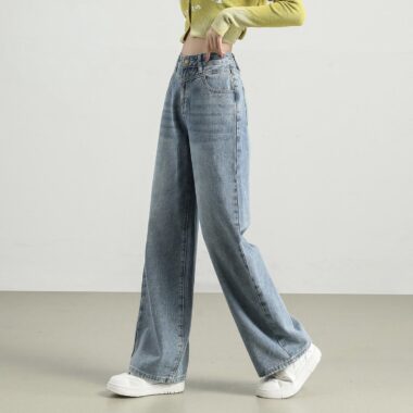 Vintage wide leg high waist slimming women jeans