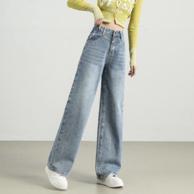 Vintage wide leg high waist slimming women jeans