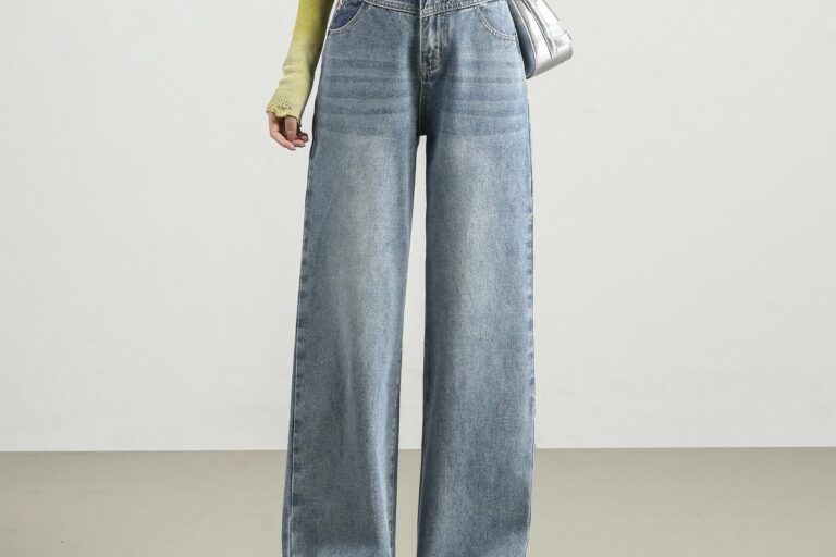 Vintage wide leg high waist slimming women jeans