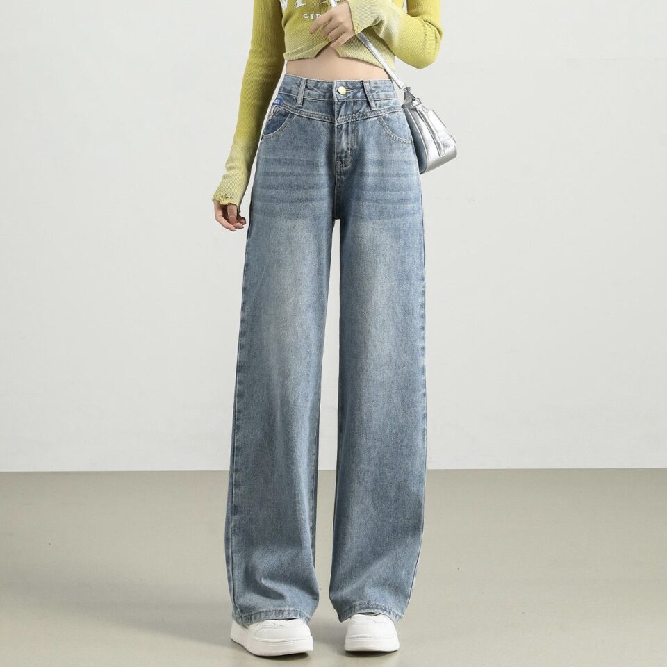 Vintage wide leg high waist slimming women jeans