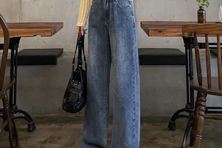 Casual versatile high waist slim straight women jeans