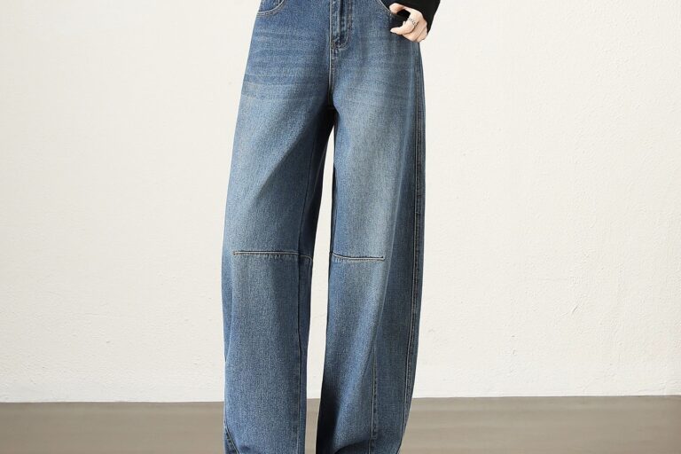 High waist wide leg straight women jeans for autumn (5) Autumn high waist wide leg straight women jeans