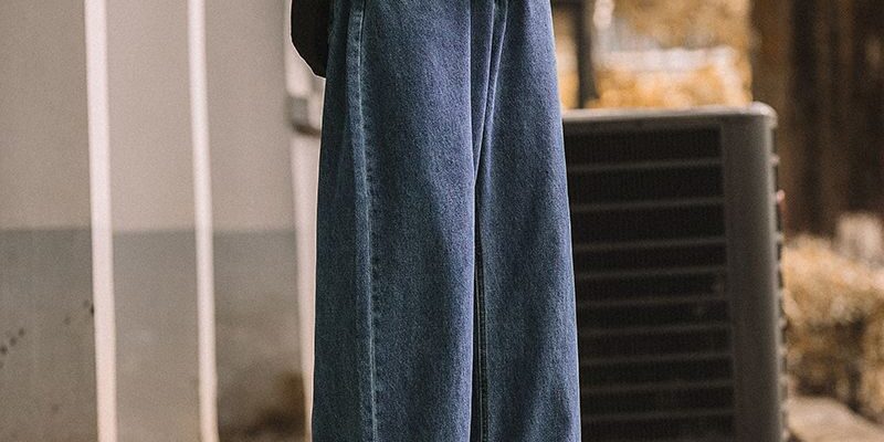 Japanese style loose wide leg casual men jeans