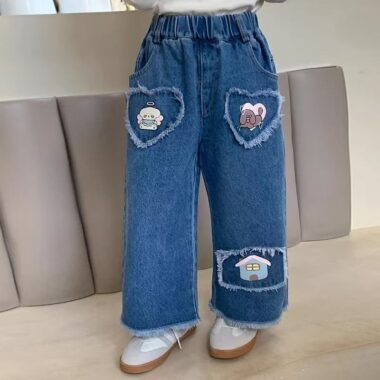 Spring autumn Korean style straight girls children jeans