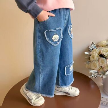 Spring autumn Korean style straight girls children jeans