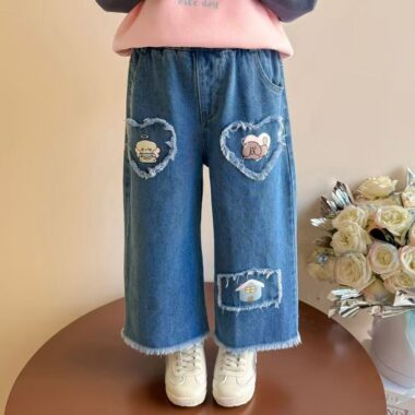 Spring autumn Korean style straight girls children jeans