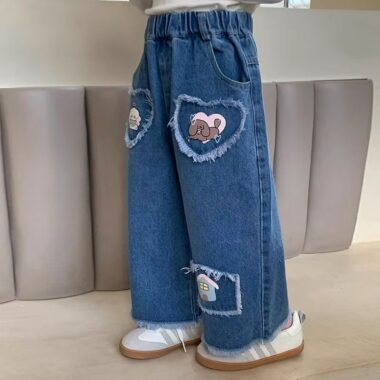 Spring autumn Korean style straight girls children jeans