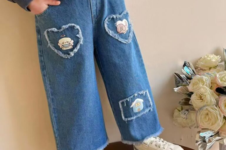 Spring autumn Korean style straight girls children jeans