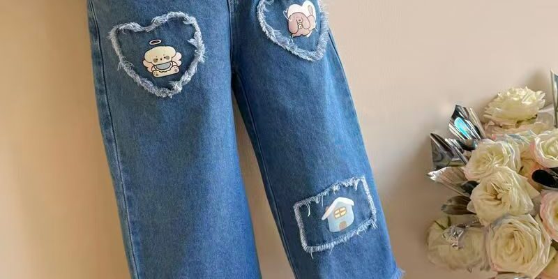 Spring autumn Korean style straight girls children jeans