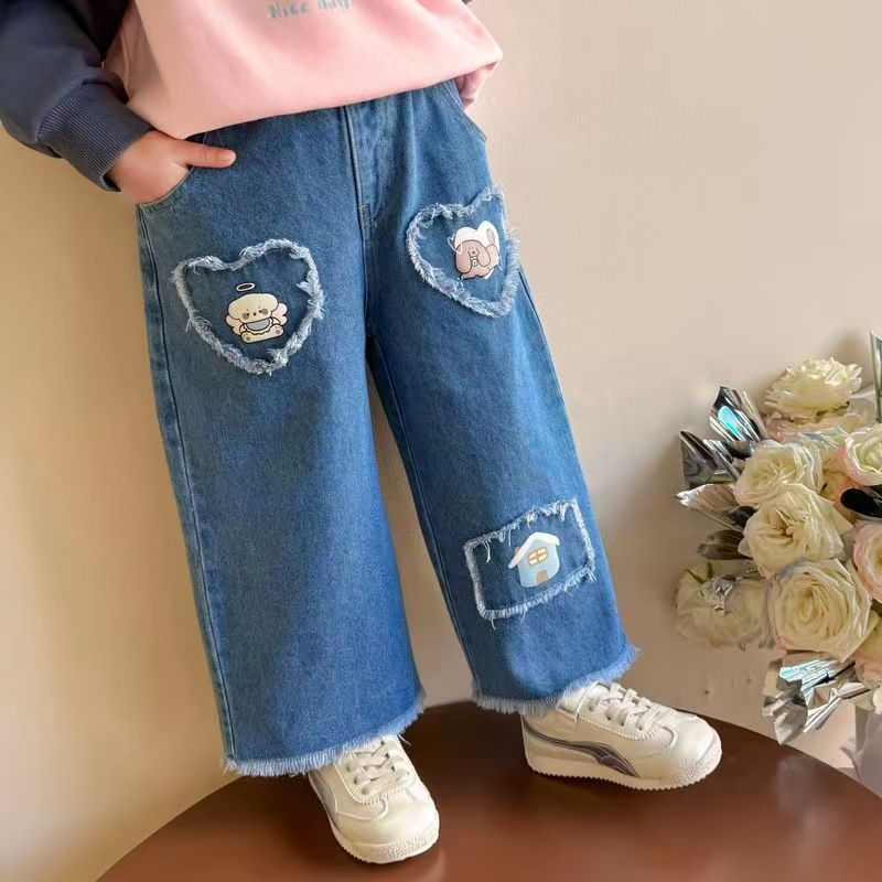 Spring autumn Korean style straight girls children jeans