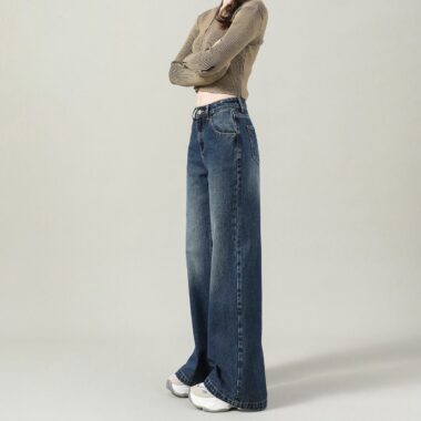 Autumn Korean gradient loose wide leg women jeans