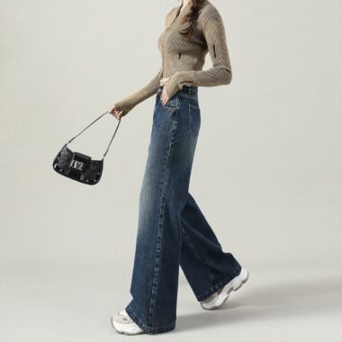 Autumn Korean gradient loose wide leg women jeans