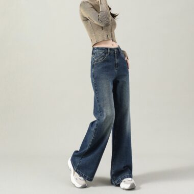 Autumn Korean gradient loose wide leg women jeans