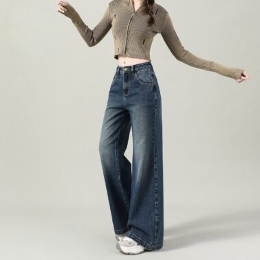 Autumn Korean gradient loose wide leg women jeans