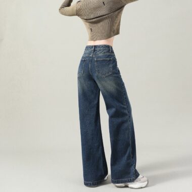 Autumn Korean gradient loose wide leg women jeans