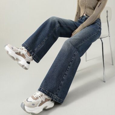 Autumn Korean gradient loose wide leg women jeans