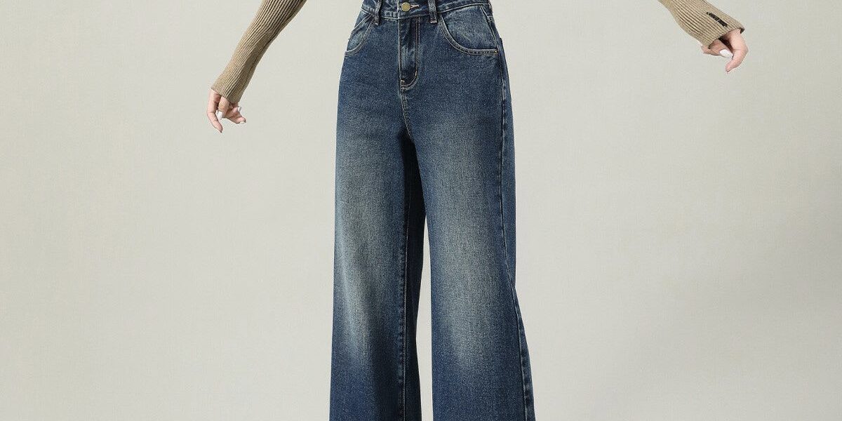 Autumn Korean gradient loose wide leg women jeans