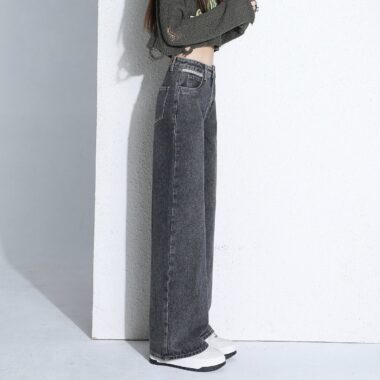 Autumn Korean style high waist loose wide leg women jeans